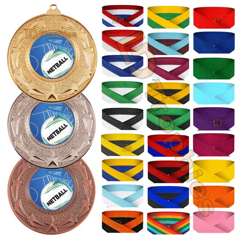Netball Medal & Ribbon Packs - Various Sizes