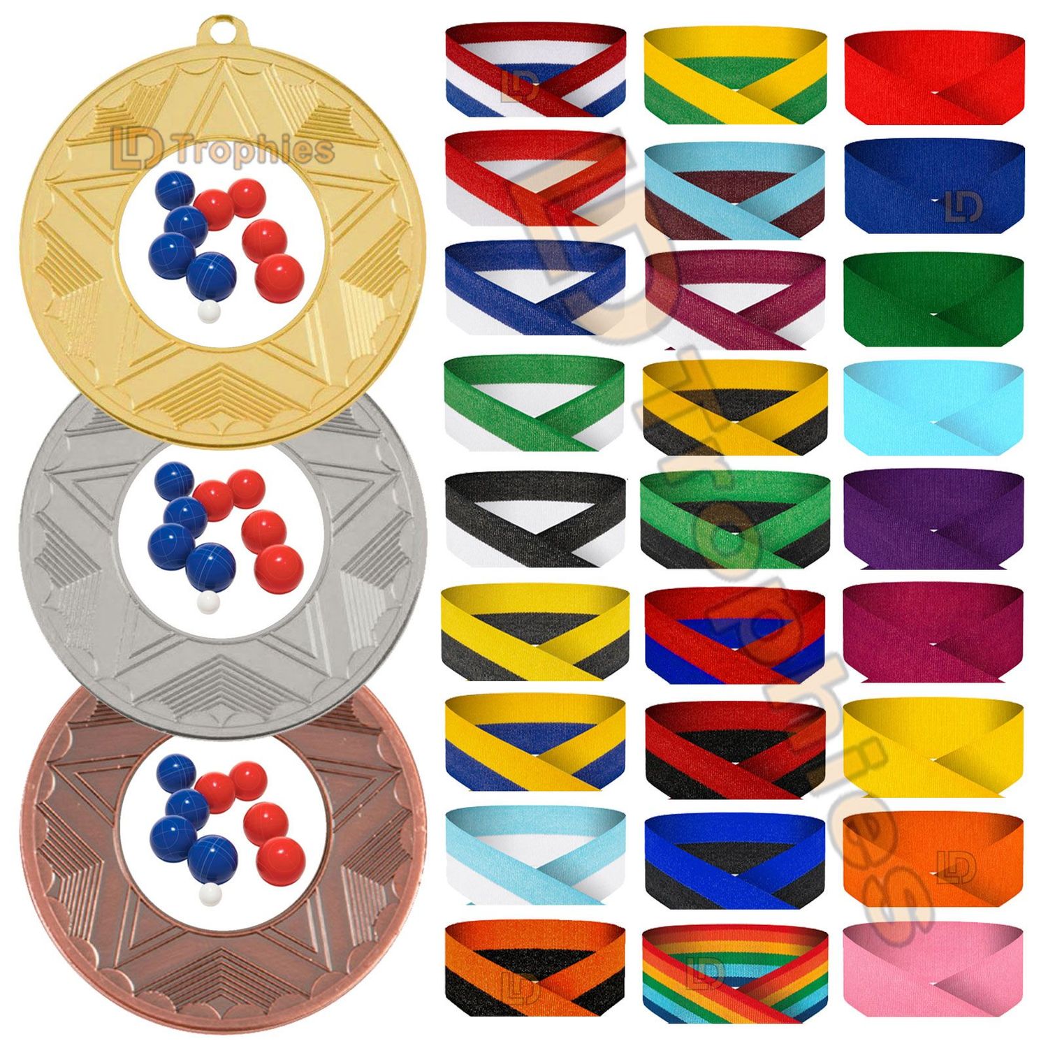 Boccia Medal & Ribbon Packs - Various Sizes