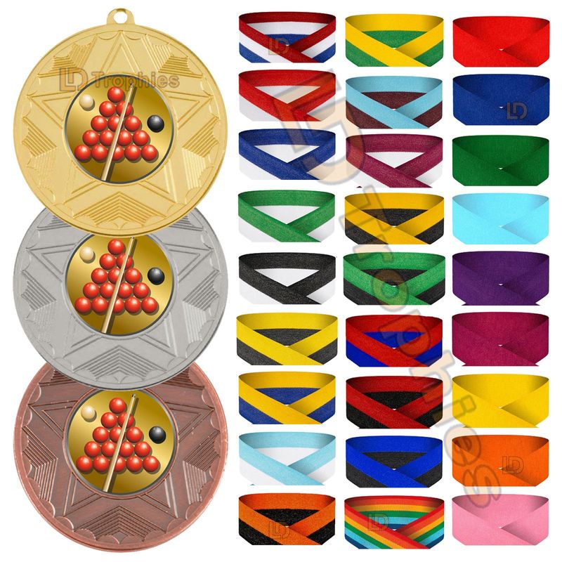 Snooker Medal & Ribbon Packs - Various Sizes