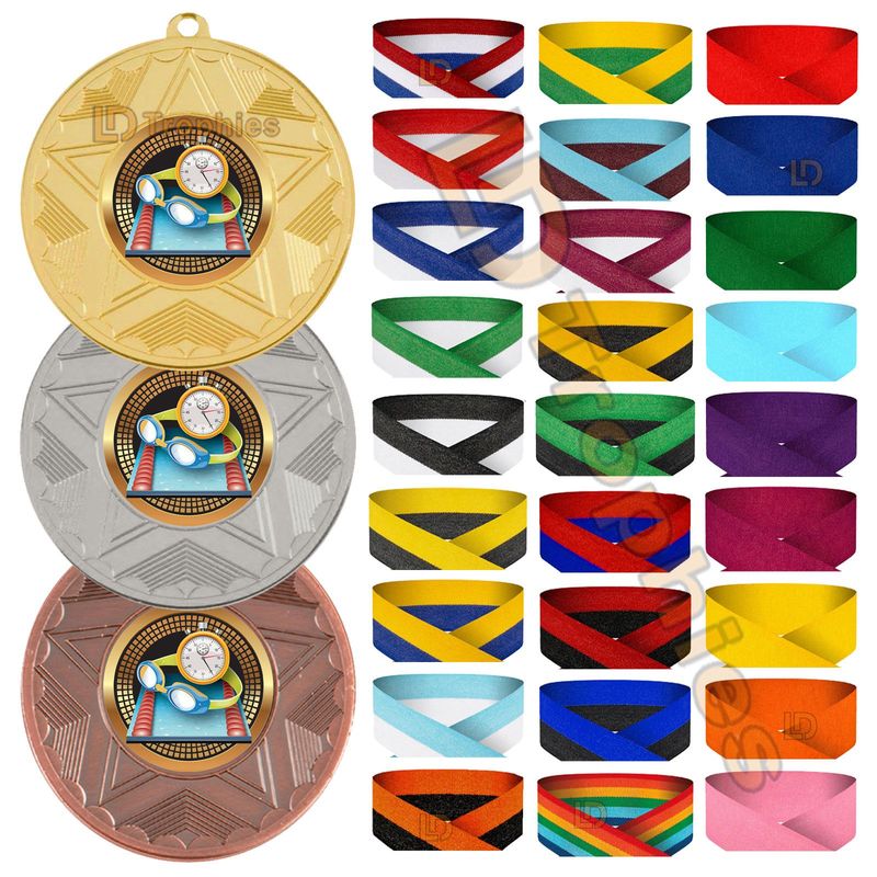 Swimming Medal & Ribbon Packs - Various Sizes