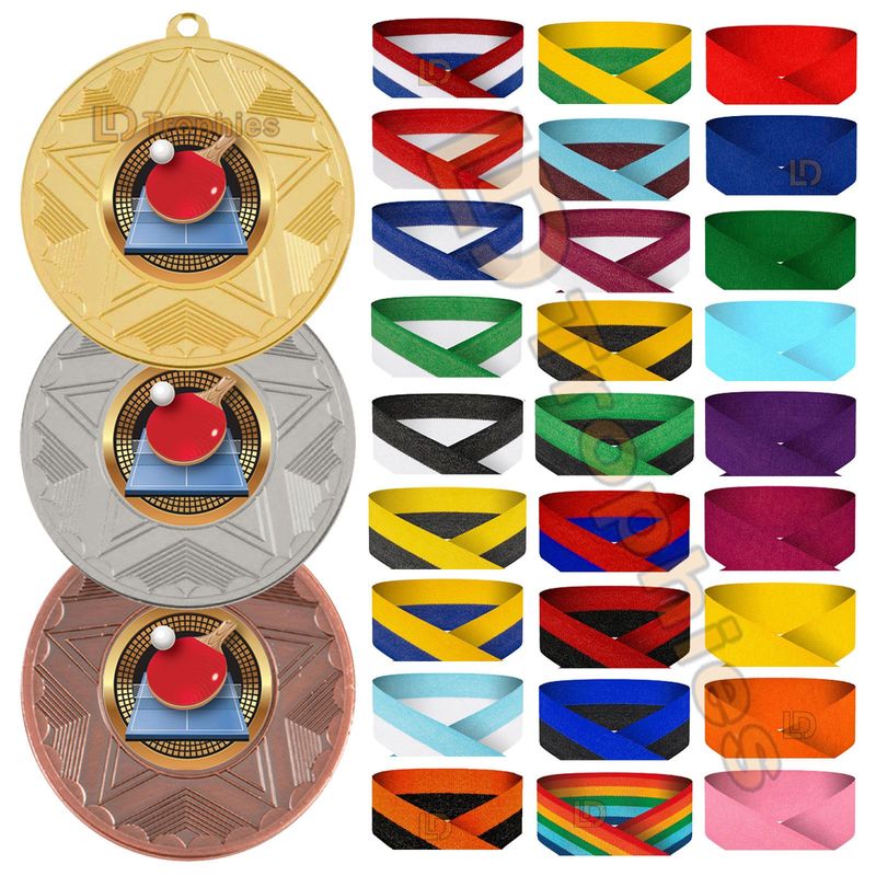 Table Tennis Medal & Ribbon Packs - Various Sizes