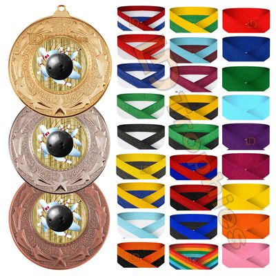 Ten Pin Bowling Medal & Ribbon Packs - Various Sizes