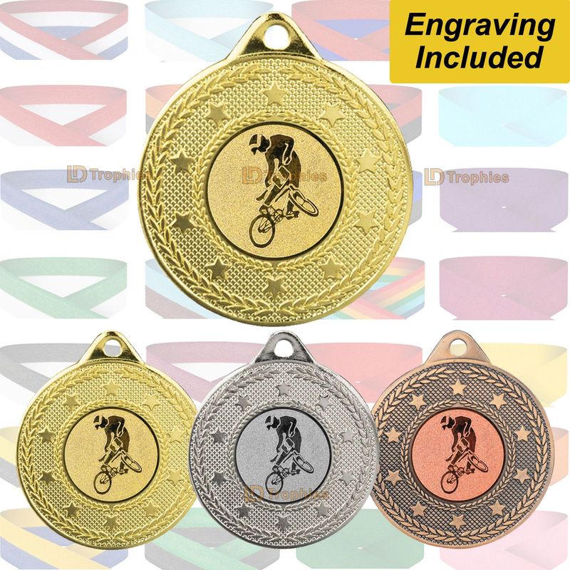 BMX Medal with Ribbon - Engraving Included