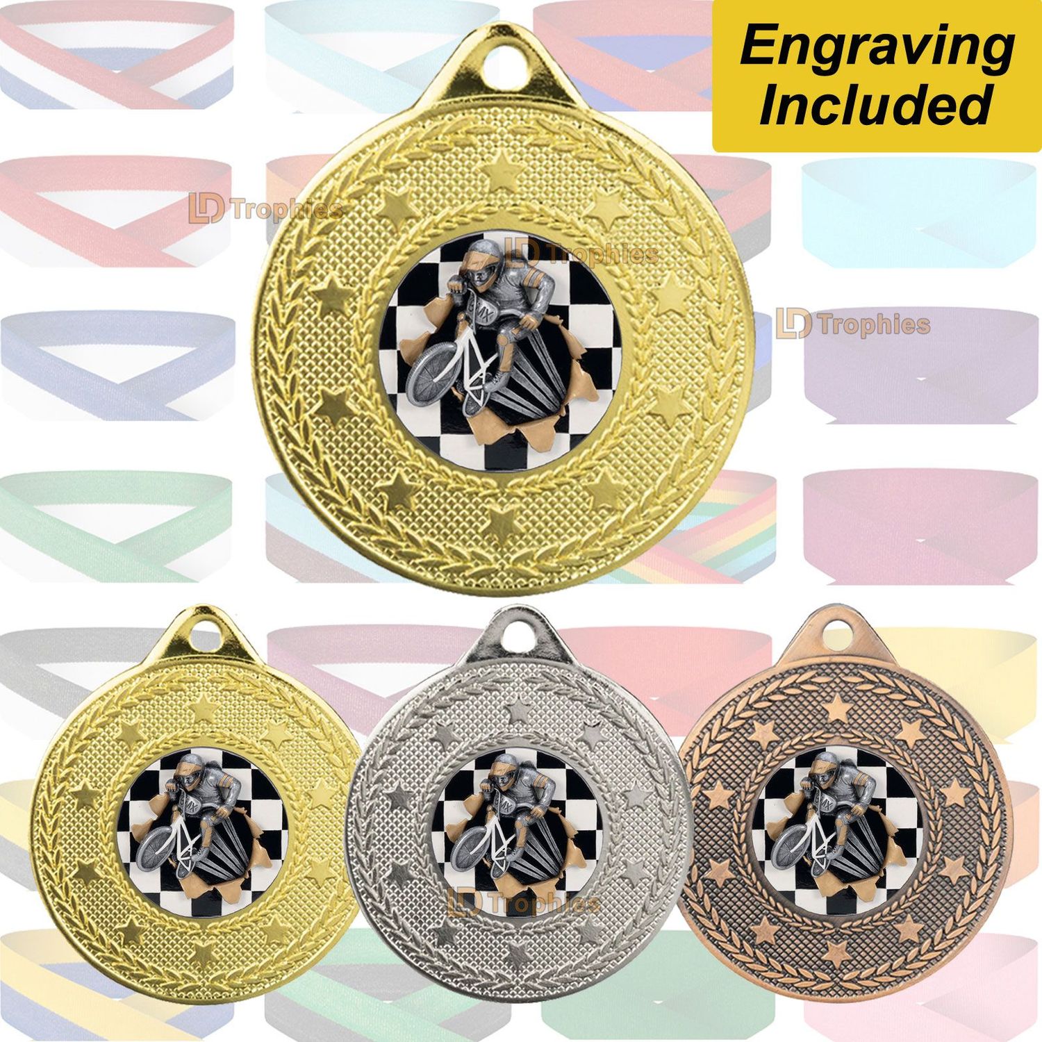 BMX Medal with Ribbon - Engraving Included