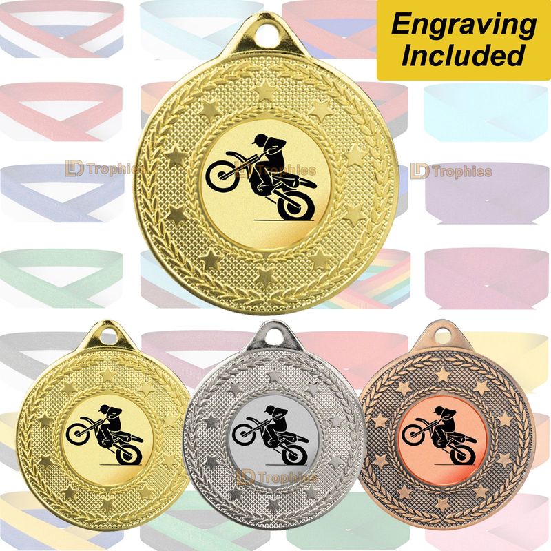 Motocross Medal & Ribbon - Engraving Included