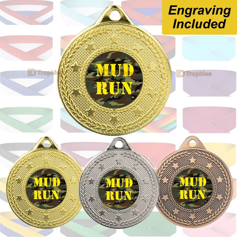 Mud Run Medal & Ribbon - Outdoor Activities