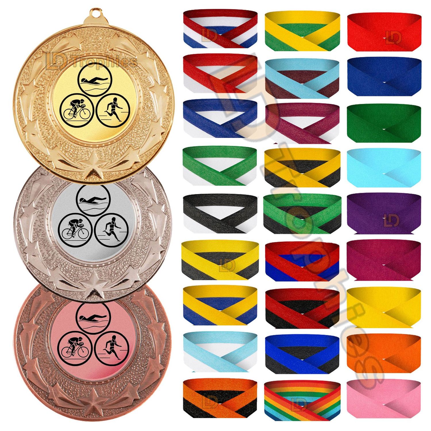 Triathlon Medal & Ribbon Packs - Various Sizes