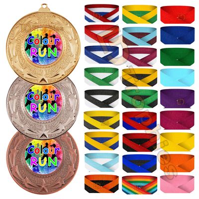 Colour Run Medal & Ribbon Packs - Various Sizes