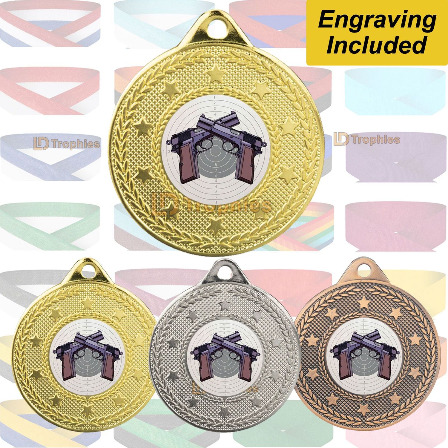Pistol Shooting Medal & Ribbon - Beacon