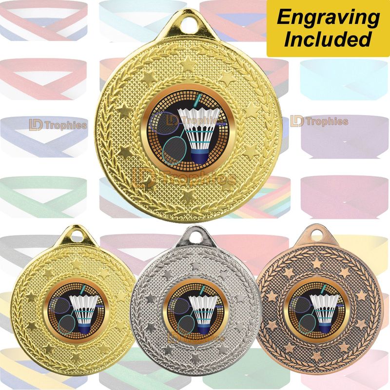 Badminton Medal & Ribbon - Engraving Included