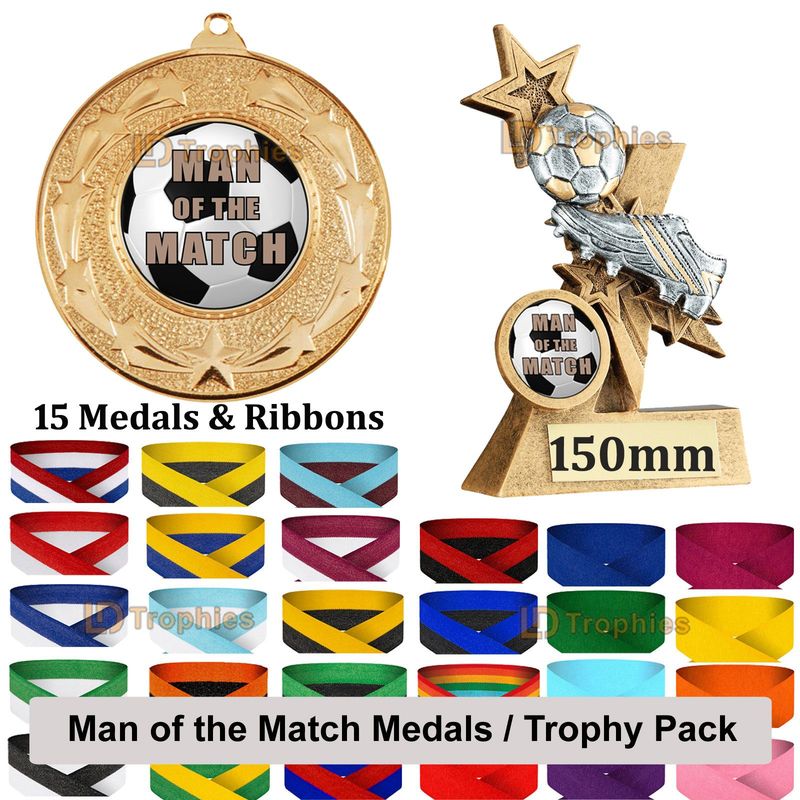 Man of the Match Football Medals / Trophy Pack