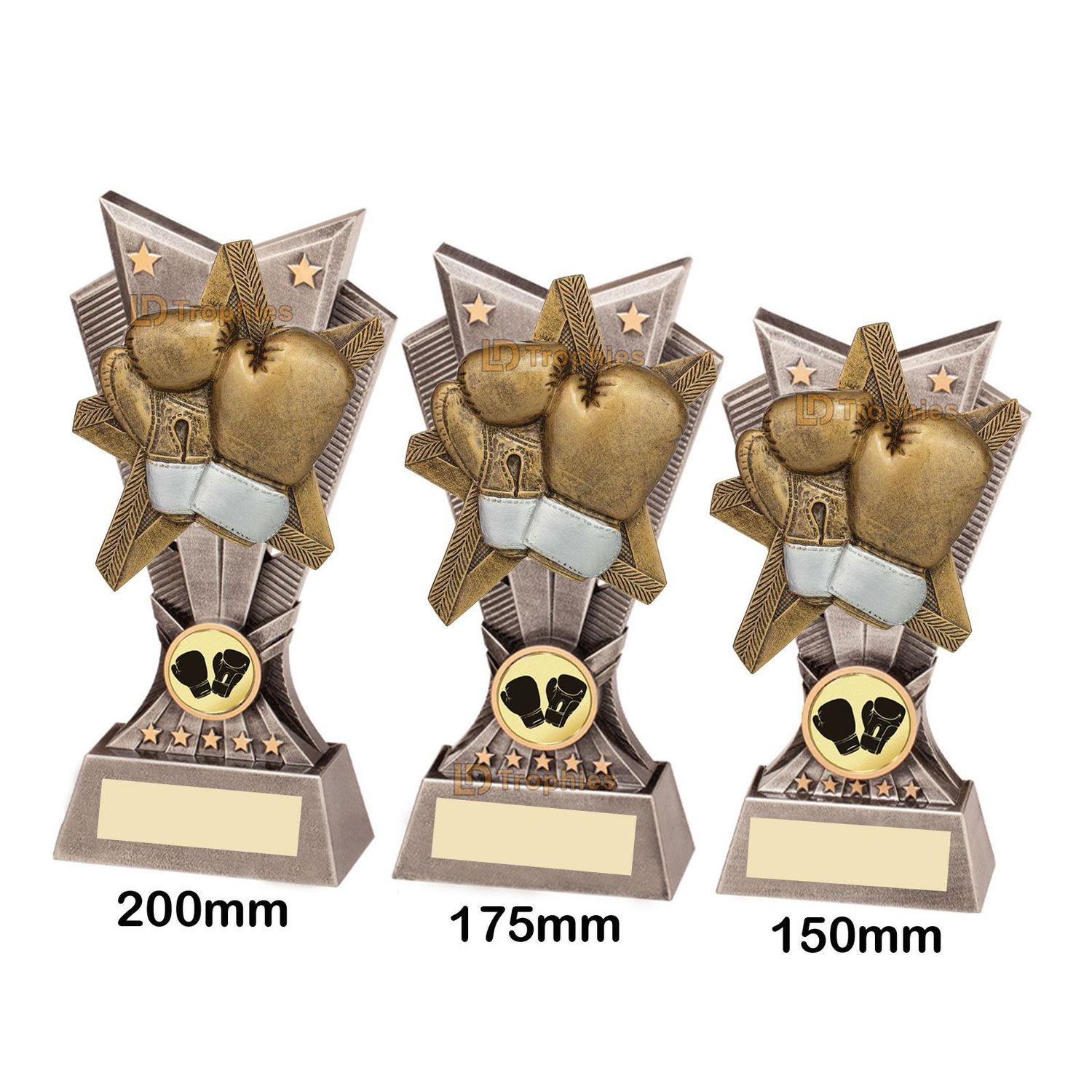 Boxing Trophies - Stars Range Boxing Trophies - Stars Range, Style & Size of Trophy: 150mm High (A)