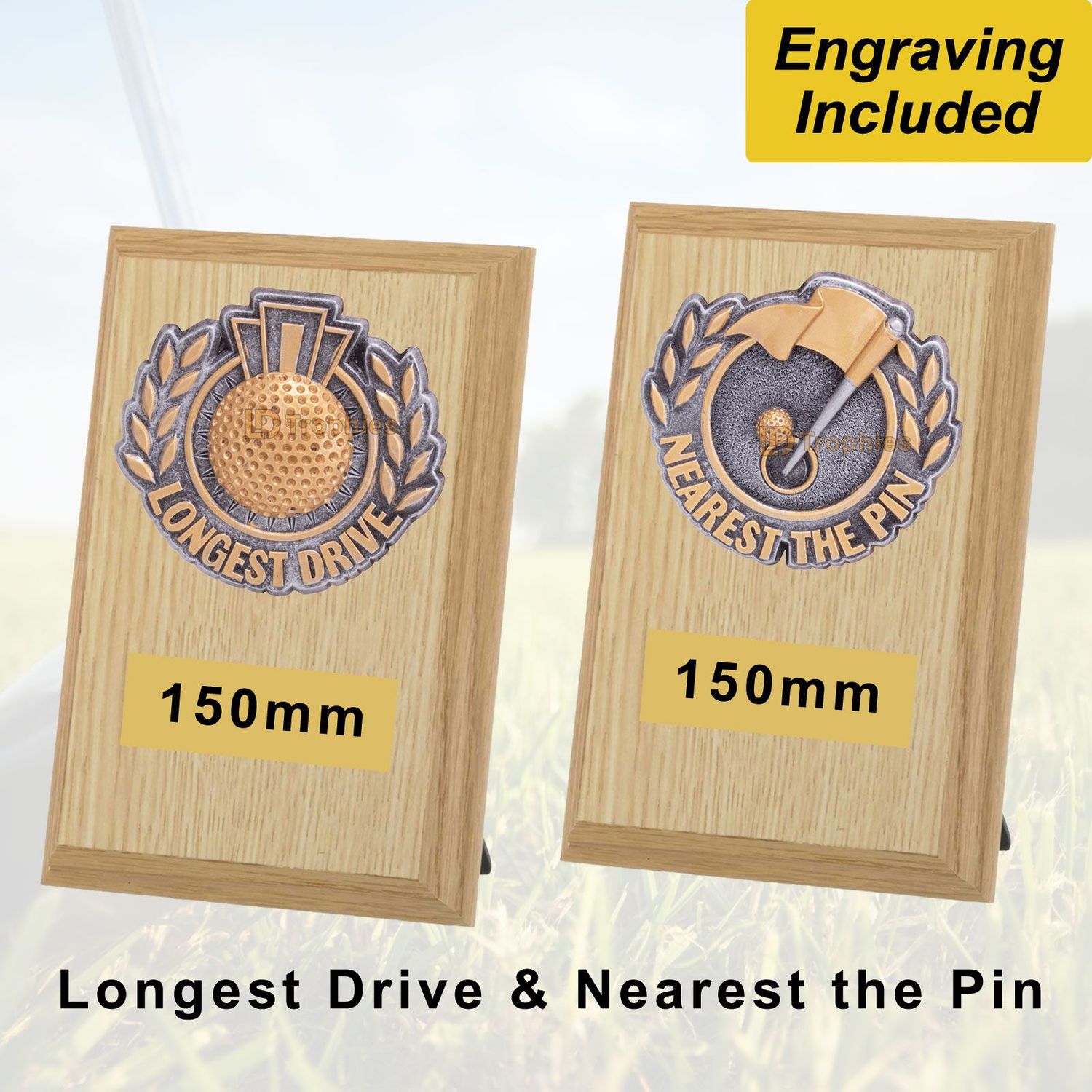 Longest Drive & Nearest the Pin Golf Shields - Light Wood