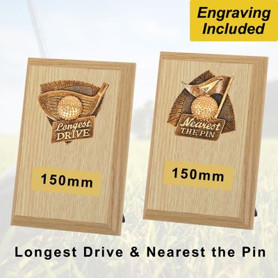Longest Drive & Nearest the Pin Golf Shields - Light Wood