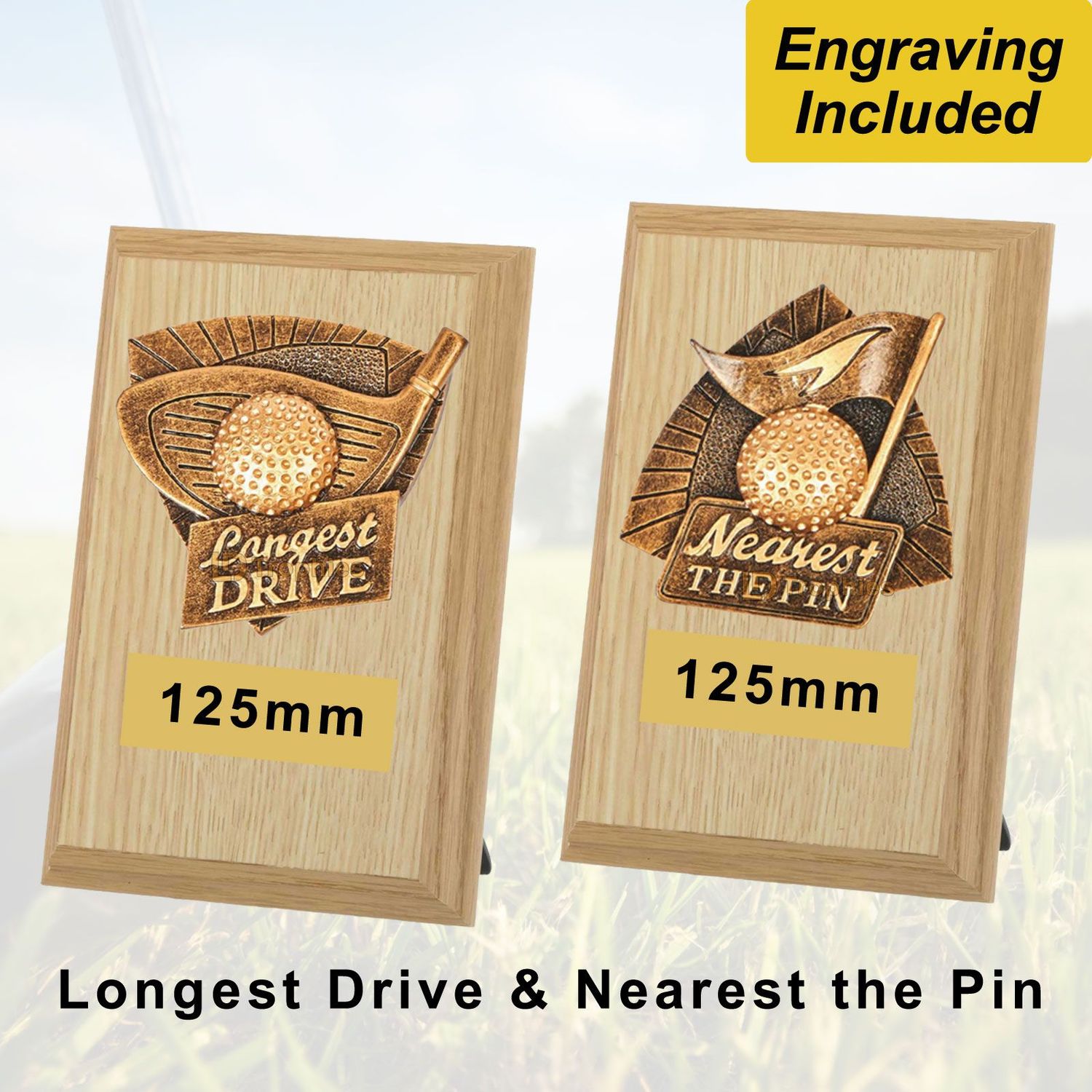 Longest Drive & Nearest the Pin Golf Shields - Light Wood