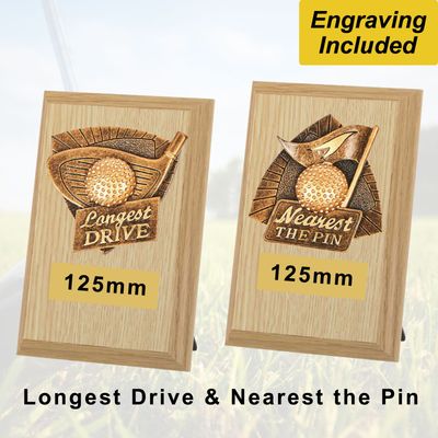 Longest Drive & Nearest the Pin Golf Shields - Light Wood