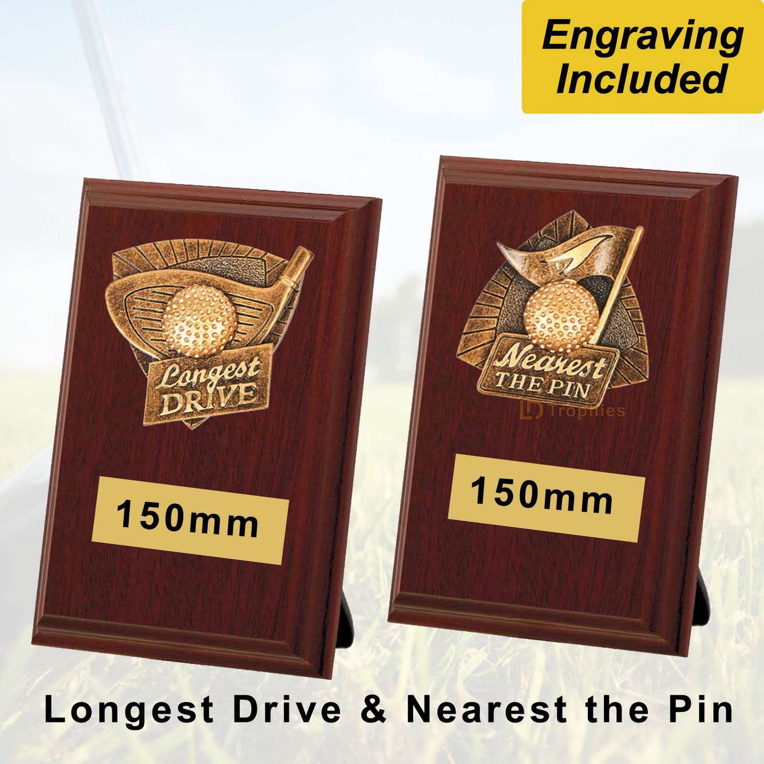 Longest Drive & Nearest the Pin Golf Shields - 150 - Dark Wood