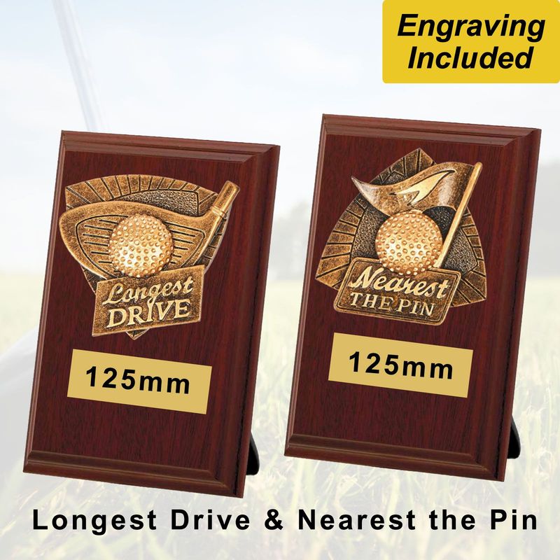 Longest Drive & Nearest the Pin Golf Shields - 125 - Dark Wood Longest Drive & Nearest the Pin Golf Shields - 125 - Dark Wood