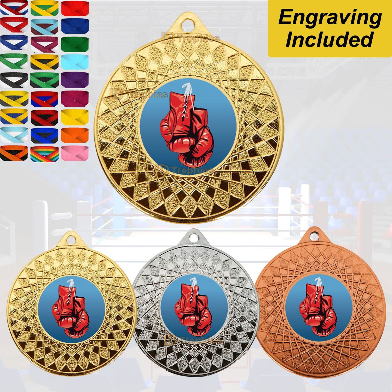 Boxing Medal & Ribbon - Engraving Included