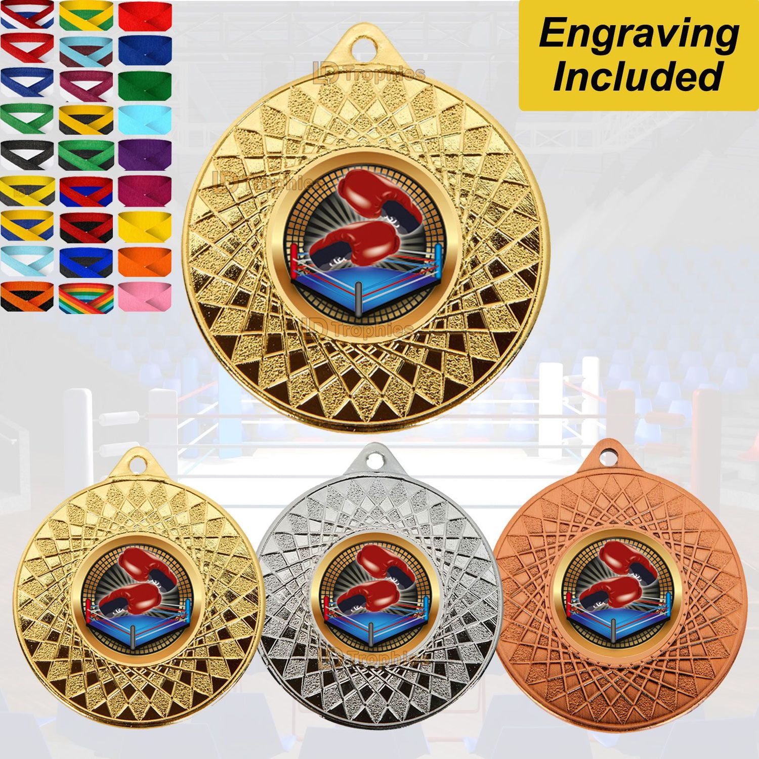Boxing Medal & Ribbon - Engraving Included