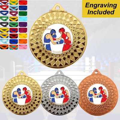 Boxing Medal & Ribbon - Engraving Included