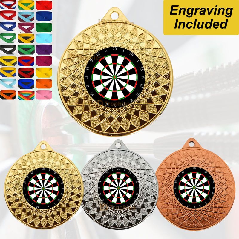 Darts Medal & Ribbon - Engraving Included Darts Medal & Ribbon - Engraving Included