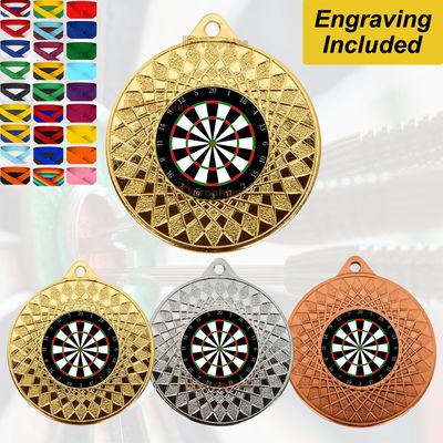Darts Medal & Ribbon - Engraving Included