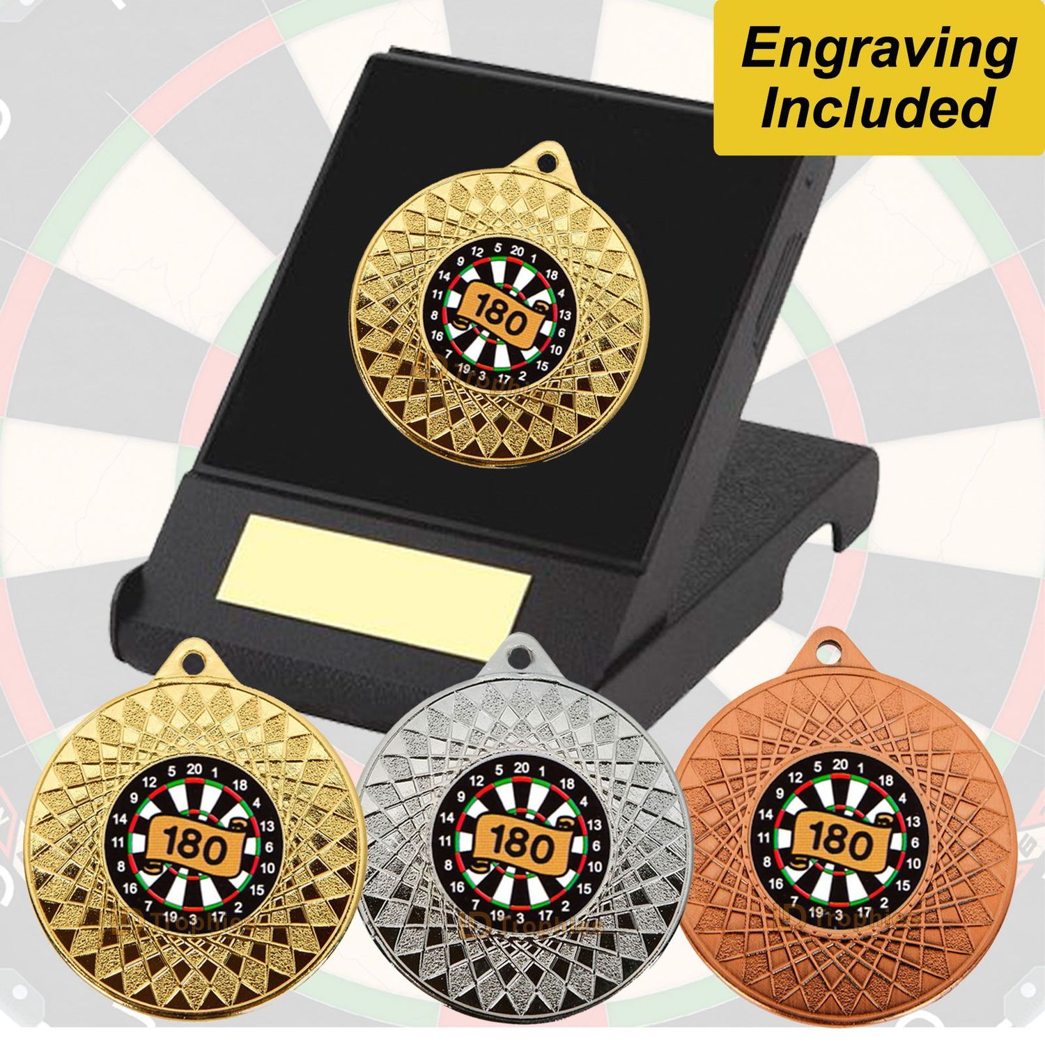 Darts 180 Medal in Presentation Box