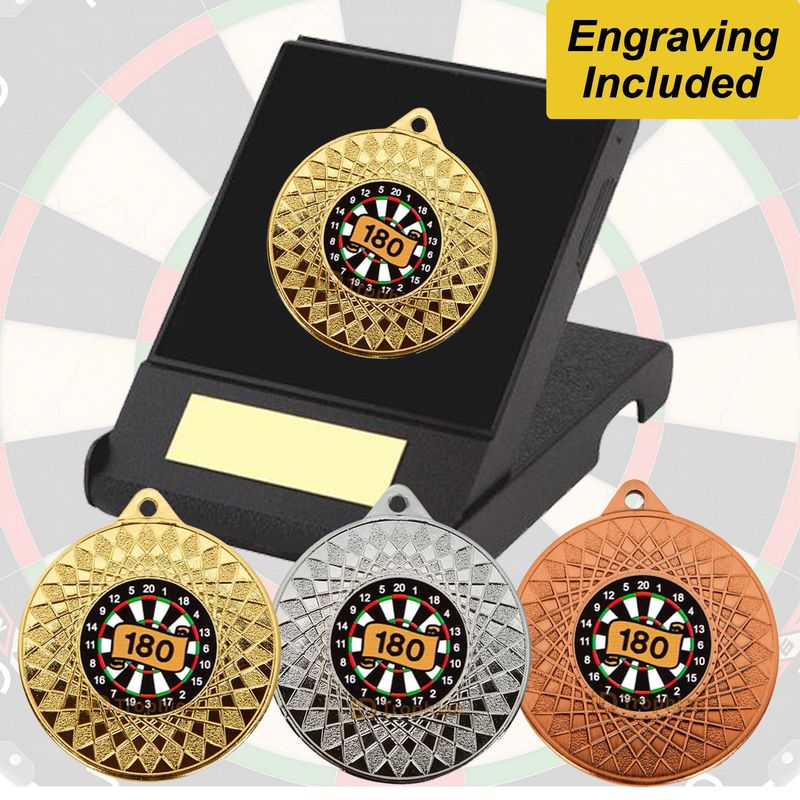 Darts 180 Medal in Presentation Box Darts 180 Medal in Presentation Box