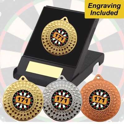 Darts 171 Medal in a Case - the Treble 19's "180"