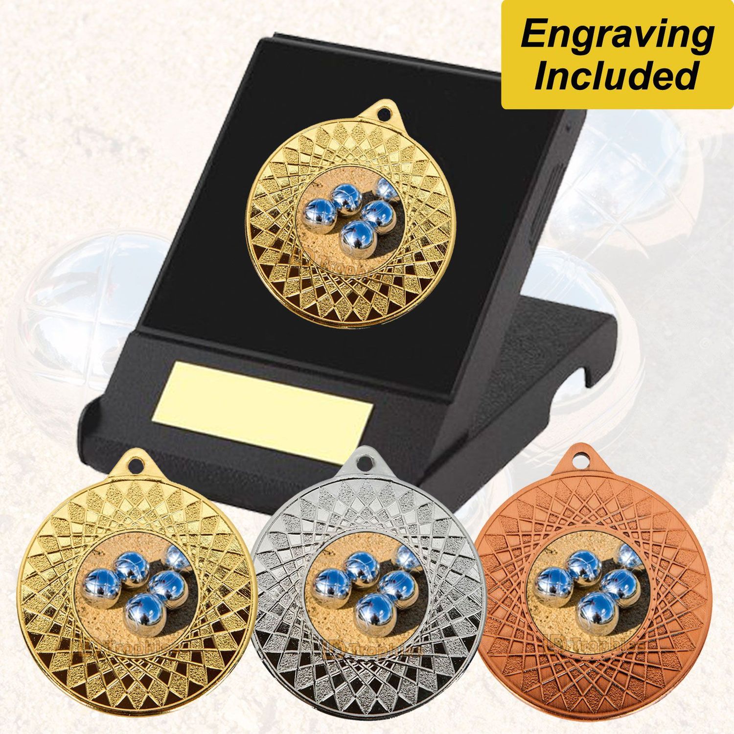 Petanque / Boules Medal in Box