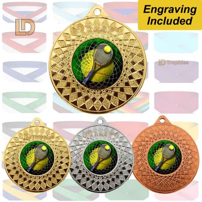 Tennis Medal & Ribbon - Engraving Included