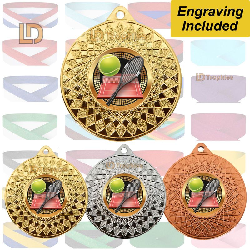 Tennis Medal & Ribbon - Engraving Included