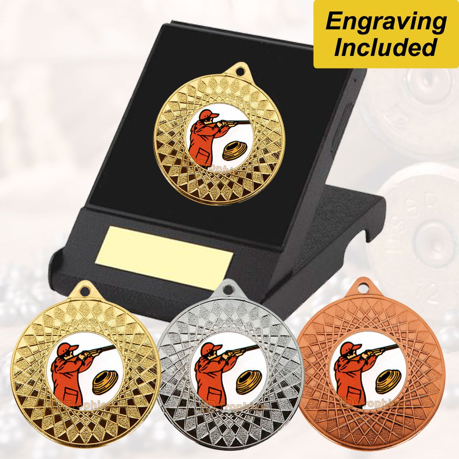 Clay Pigeon Shooting Medal in Presentation Box