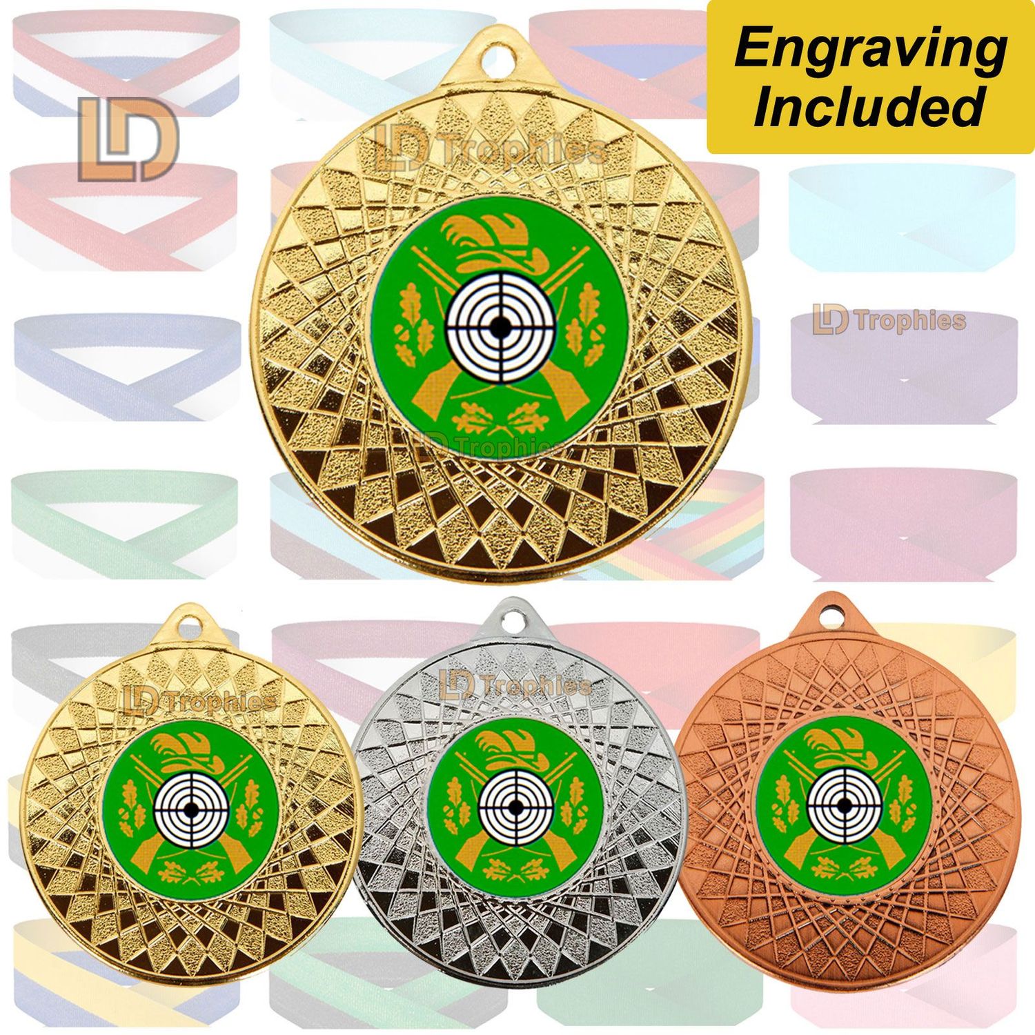 Target Shooting Medal & Ribbon Engraving Included