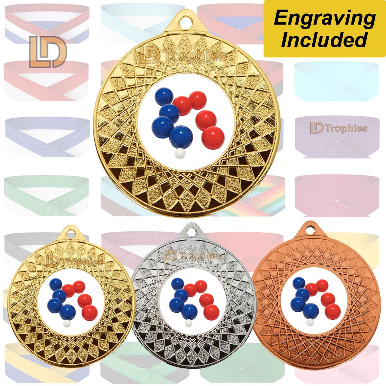 Boccia Medal & Ribbon - Engraving Included