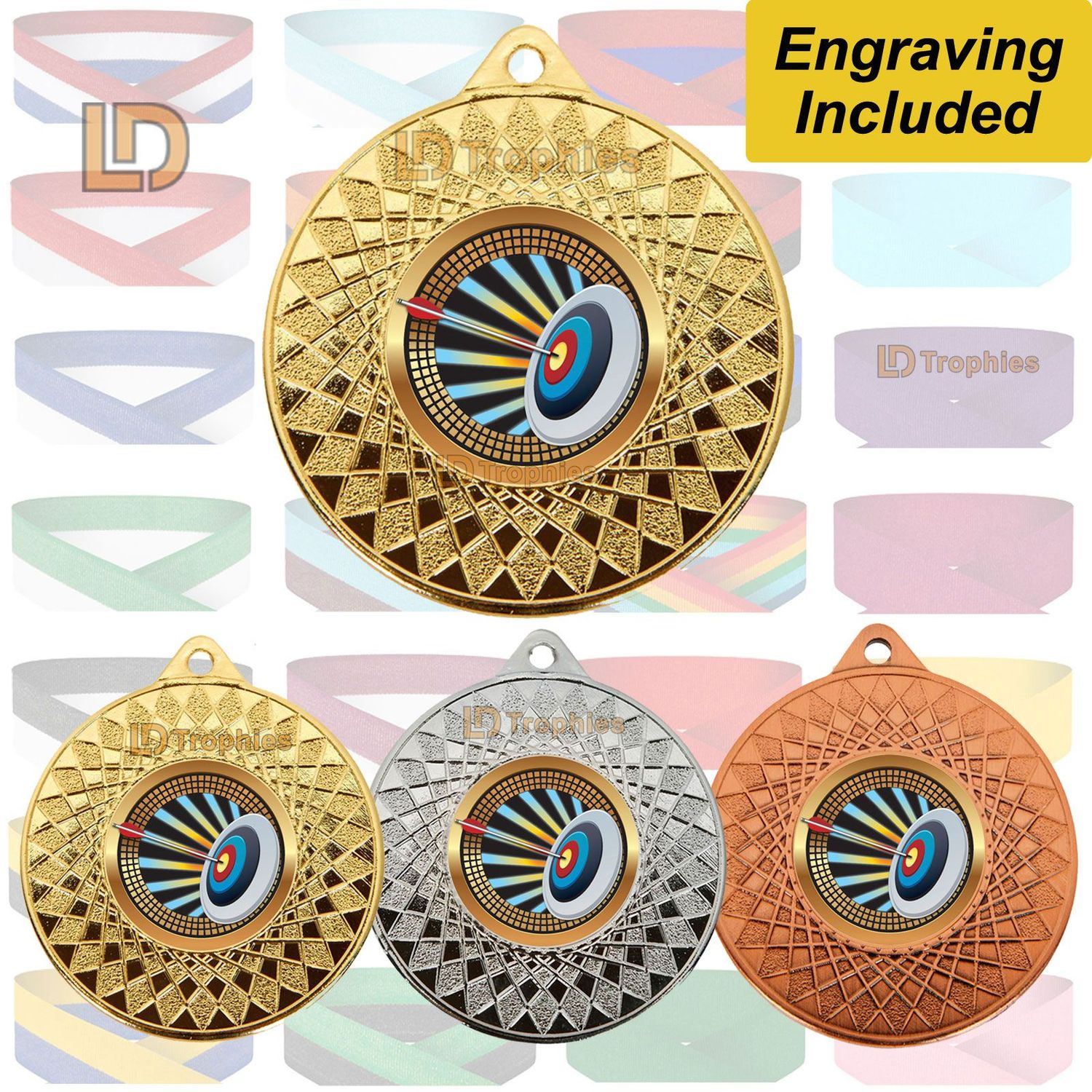 Archery Medal & Ribbon - Engraving Included