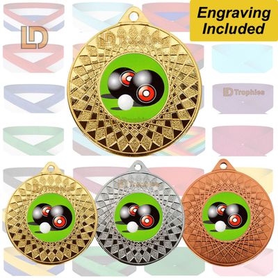 Lawn Bowls  Medal & Ribbon - Engraving Included