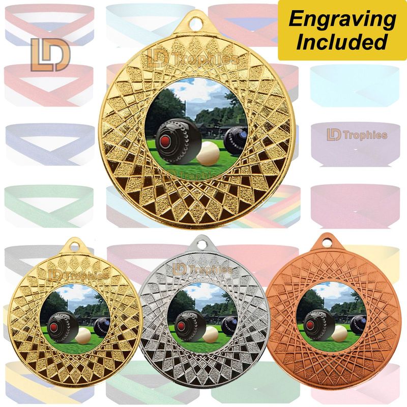 Lawn Bowls Medal & Ribbon - Engraving Included