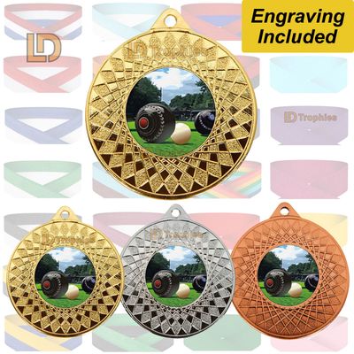 Lawn Bowls Medal & Ribbon - Engraving Included
