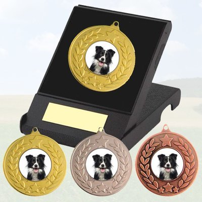 Dog Medal in Presentation Case - Collie