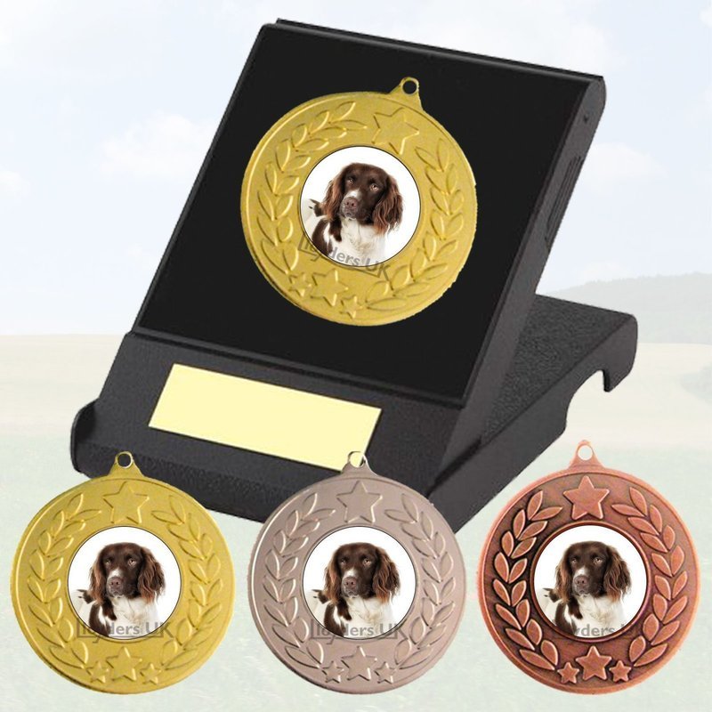 Dog Medal in Presentation Case - Spaniel