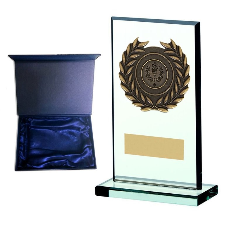 Jade Glass Trophy in Lined Presentation Box Jade Glass Trophy in Lined Presentation Box
