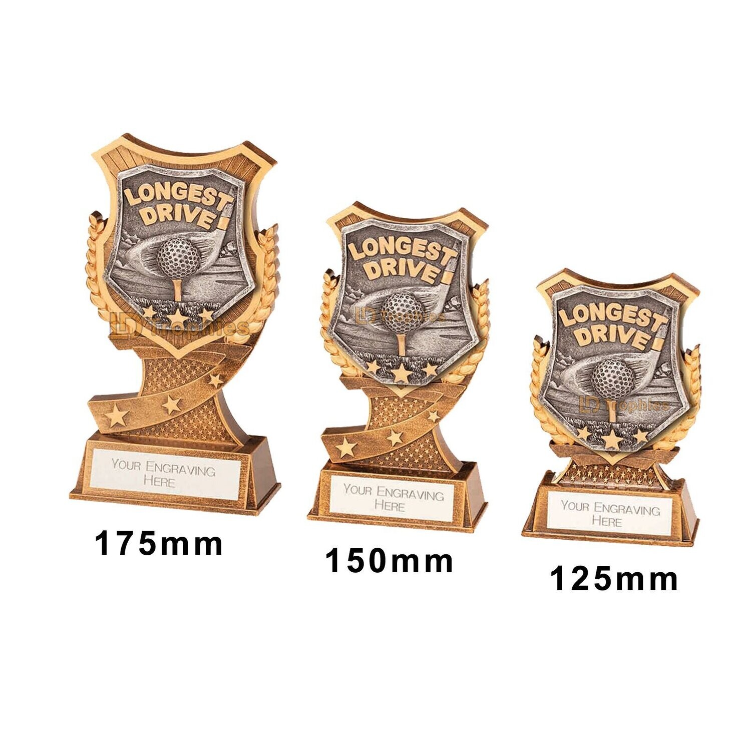 Longest Drive Trophies - Titan, Style & Size of Trophy: 125mm High (A)