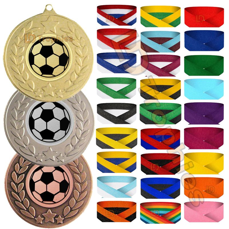 Plain Football Medals & Ribbons - Various Packs