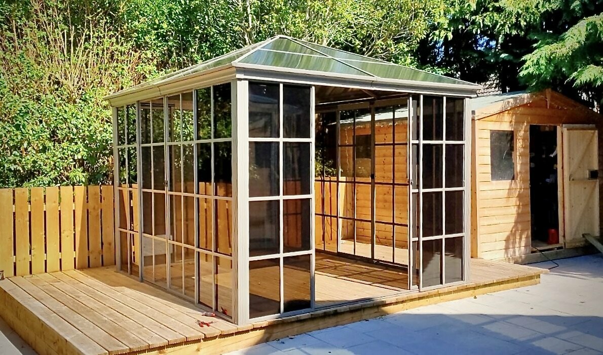 Polycarbonate Roof Gazebo With Sliding Doors