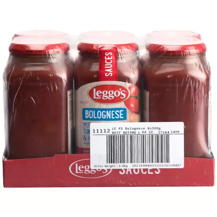 Leggo's Bolognese With Chunky Tomato, Garlic And Herbs 6 x 500g
