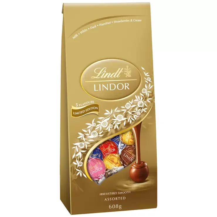Lindt Lindor Assorted Gold Bag 608g