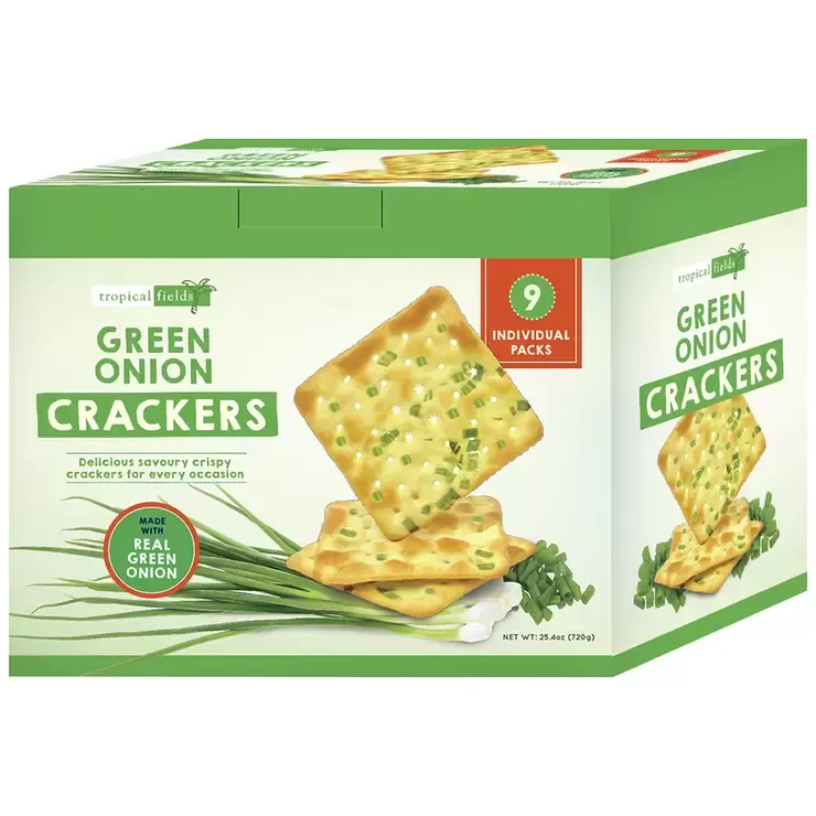 Tropical Fields Green Onion Crackers 9 x 80g
