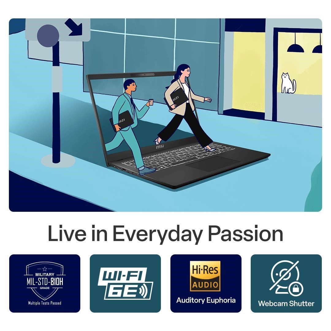 MSI Modern 15 H AI 15.6' FHD Lifestyle AI PC Laptop (Intel Core Ultra 7-155H) [512GB SSD]